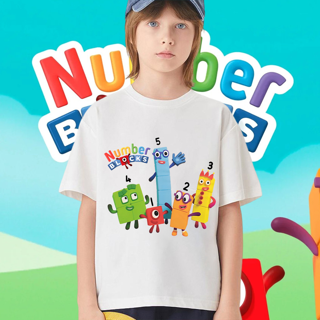 พร้อมส่ง เสื้อยืดเด็ก Numberblocks no.2 พิมพ์ลาย ผ้าCotton 100% ใส่สบาย ไม่หด ไม่ย้