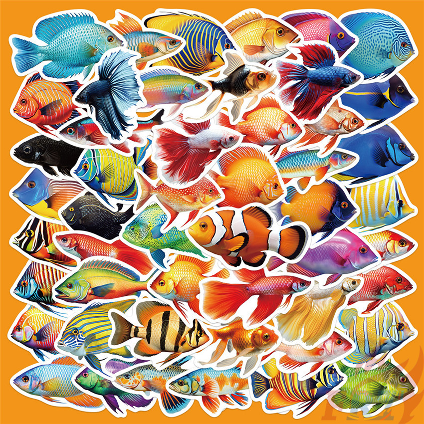 ❉ สติ๊กเกอร์ซีรีส์ปลาทะเลสีสันสดใส 01 ❉ 50 ชิ้น/เซ็ตกันน้ํา DIY แฟชั่น Doodle Decals สติ๊กเกอร์