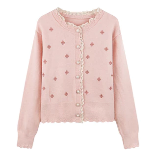 coat เสื้อแจ็คเก็ต สเวตเตอร์แขนยาวลูกไม้ เสื้อคาร์ดิแกน เสื้อไหมพรม แฟชั่นสำหรับผู้หญิง พร้อมส่ง