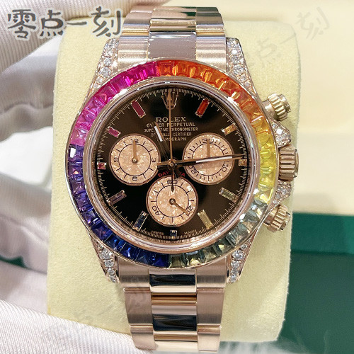 Rolex Rolex Daytona 18K Rose Gold Back Diamond Rainbow Circle นาฬิกาผู้ชาย