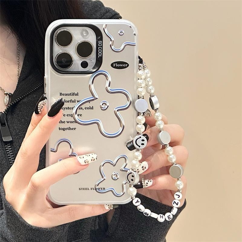 Simple Frosted Line ดอกไม้แขวนโซ่ Samsung S24 S23 S22 S21 Ultra S21 FE S20+M12 Note9 เคสโทรศัพท์กันกระแทก