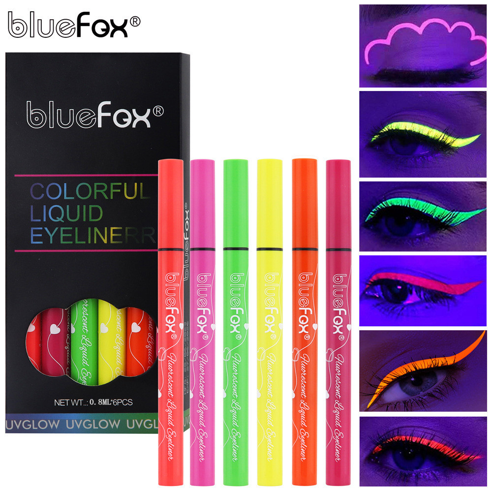 Halloween burst ชุด 6 สี Color Fluorescent Eyeliner uv glow Luminous liquid pen(6ในกล่อง)