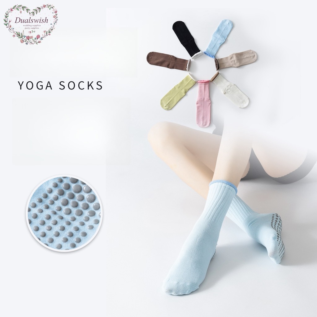 Dualswish 2026 ฤดูใบไม้ผลิใหม่สีตัดกันถุงเท้าโยคะผู้หญิง Dopamine สีกันลื่นกีฬาถุงเท้าพิลาทิส Four Seasons อเนกประสงค์
