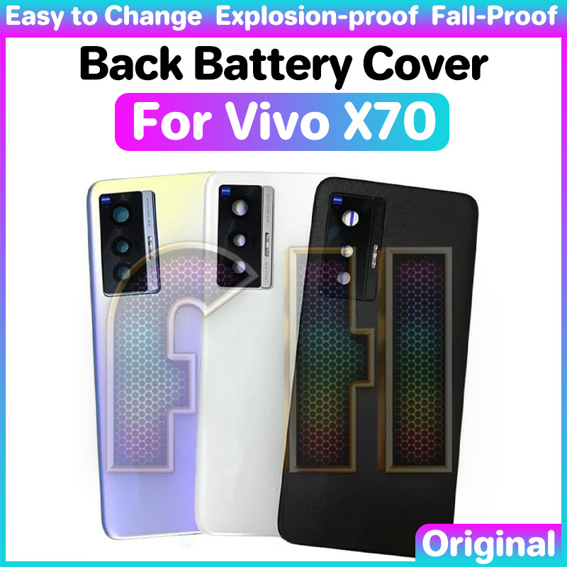 ฝาหลังแบตเตอรี่กระจกสําหรับ VIVO x70 Pro กระจกด้านหลังแบตเตอรี่ฝาหลังเลนส์กล้องกระจก