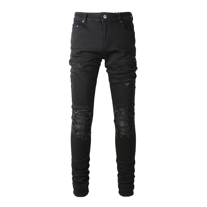 Amiri Jeans Men Black Hip Hop Club Style กางเกงยีนส์ High Street Trendy Pants