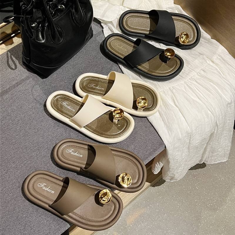 Destin🩰พร้อมส่งจากไทย🛒 (LT-8815)รองเท้าแตะแฟชั่น ผู้หญิง พื้นนิ่ม เรียบง่าย ใส่สบาย นเำหนักเบา มี2 สีให้เลือก