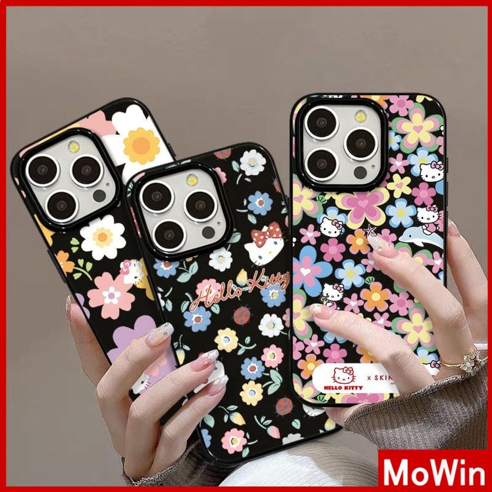 Mowin - สำหรับ iPhone 16 Pro Max เคส ไอโฟน สีดำมัน TPU ซอฟท์เคส กันกระแทกกล้องป้องกัน ดอกไม้น่ารัก เข้ากันได้กับ With iPhone 15 14 13 12 Pro Max 11 XR XS Max 7 8Plus