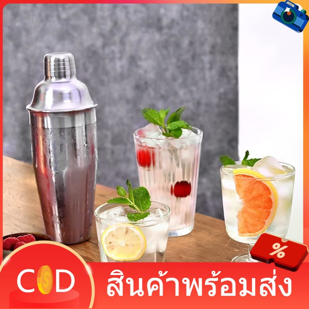 ✪ชุดแก้วเชค 10ชิ้น ค็อกเทล สแตนเลส 304 Cocktail Shaker Mixer เชคเกอร์ผสม กระบอกเชค จิกเกอร์ กระบอกเชคชานม แก้วผสมค็อกเทล