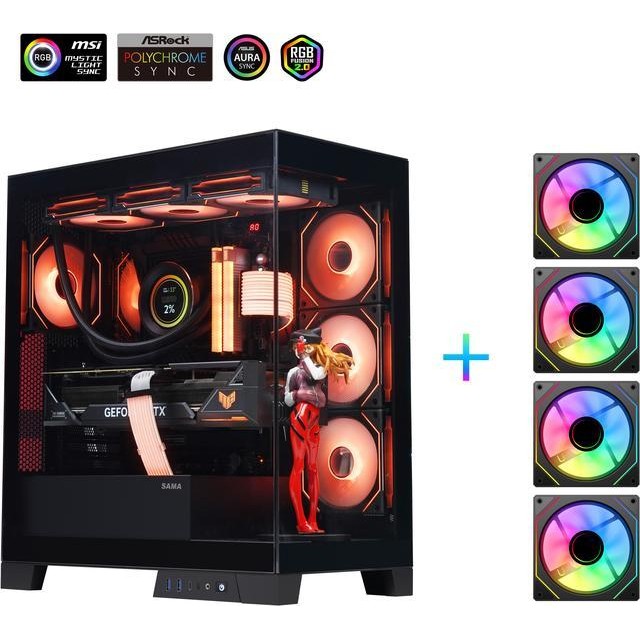 CASE SAMA NEVIEW 2351 BLACK / WHITE ATX เคสมีพัดลม ARGB 4 ตัว