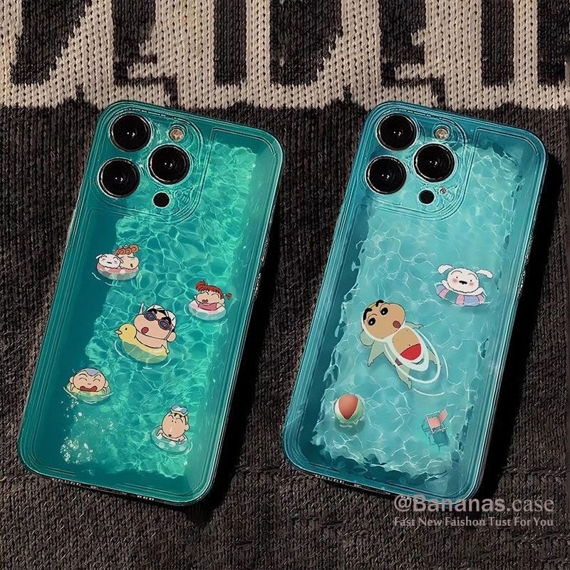 Iphone 16 15 14 13 12 11 Pro Max X XR XS Max 7 8 Plus SE2020 เคสโทรศัพท์น่ารักสระว่ายน้ํา Crayon Shin chan Park Clear Soft Cover