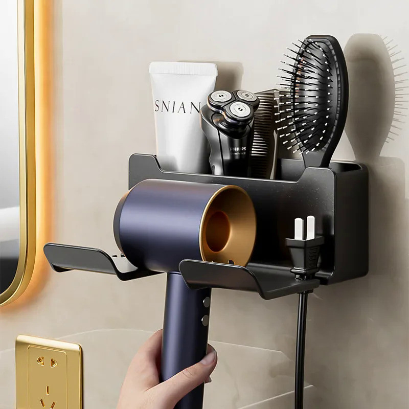 Hair Dryer Holder For Dyson Bathroom Shelves Wall Mounted without Drilling Hairdryer Storage Rack Or