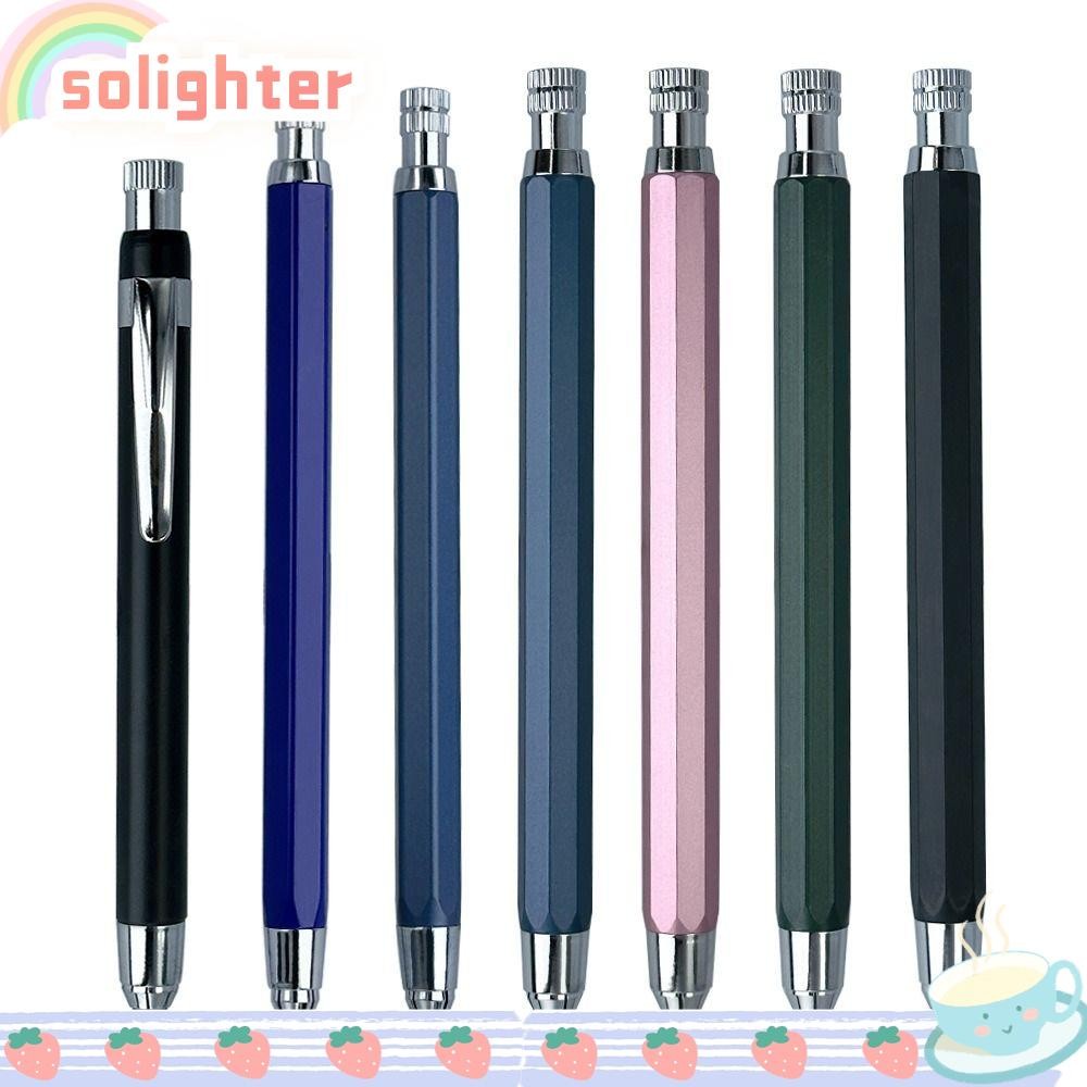 Solighter ดินสอกด 4.0 มม.2B/4B/6B/8B/10B ดินสอเติมดินสออัตโนมัติ,วาดเขียนเครื่องมือโลหะ Sketch Comic