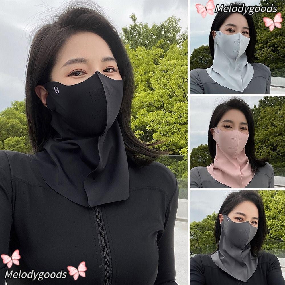 ครีมกันแดด MELODG , Cover Face Anti-UV Ice Silk , แฟชั่น Face Shield บาง Breathable ขี่ Facemask ผู้หญิง