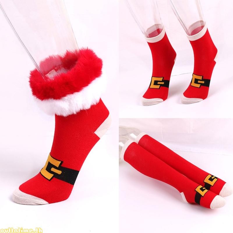 เวลาผู้หญิงถุงเท้าวันหยุดคริสต์มาสที่มีขนยาวตุ๊กตาตัดการ์ตูนพิมพ์ความแปลกใหม่