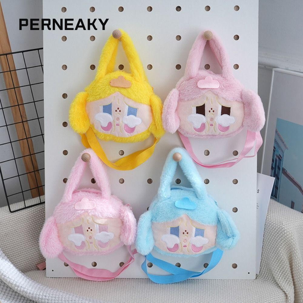 Perneaky กระเป๋าสะพายข้าง, กระเป๋าตุ๊กตา Crybaby ความจุขนาดใหญ่สีสันสดใส, กระเป๋าสะพายการ์ตูน POP MART