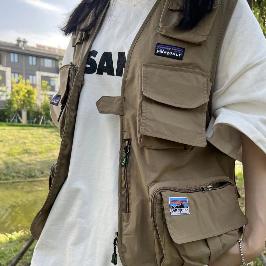 No.9 ข้อเสนอพิเศษเพื่อฆ่า Patagonia เสื้อกั๊กยุทธวิธี, ชุดทํางาน, casual outdoor multi Pocket Vest, แจ็คเก็ต Ms P-6 โลโก้ตกปลาเสื้อกั๊กยุทธวิธีมัลติฟังก์ชั่น 24ss กลางแจ้ง casual multi