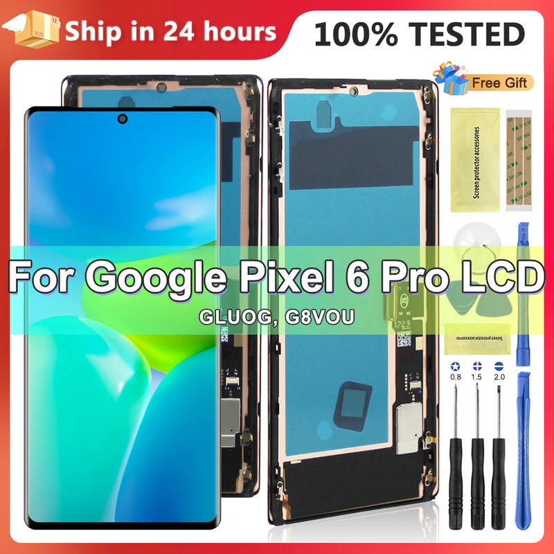 จอแสดงผล AMOLED สําหรับ Google Pixel 6 Pro GLUOG G8VOU LCD Touch Screen Digitizer เปลี่ยนสําหรับ Goo