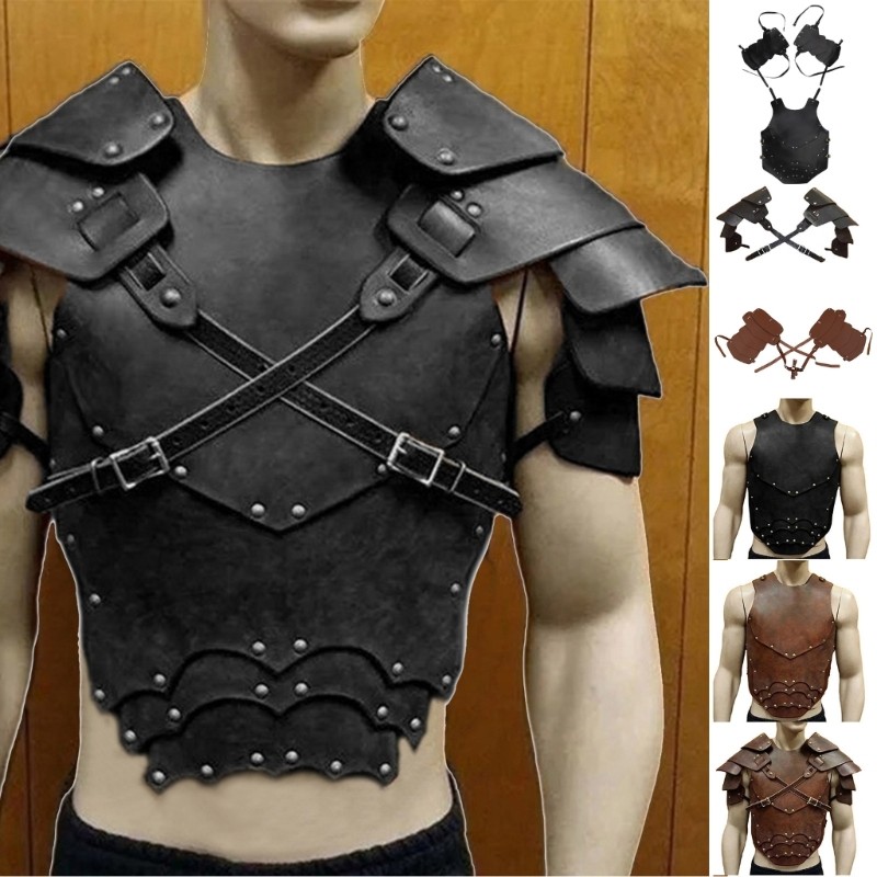 ACG Vintage คู่ไหล่เกราะปรับไหล่ PU หนังสายรัดหน้าอก Arm Guard คอสเพลย์เครื่องแต่งกาย Accesso