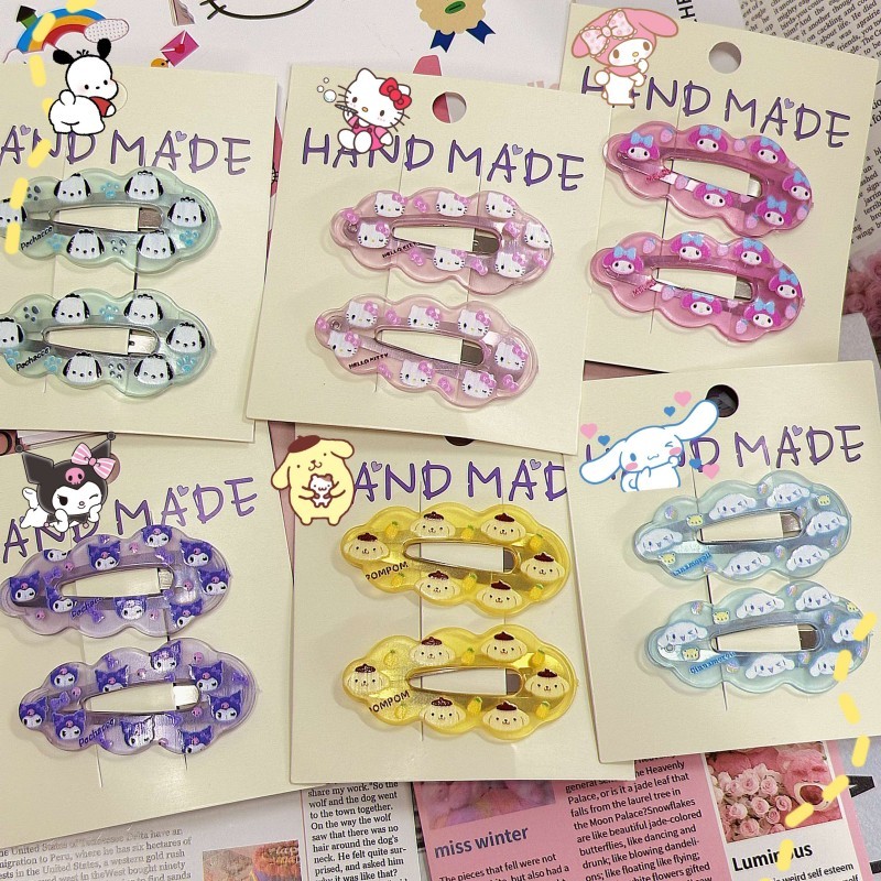 SANRIO กิ๊บติดผมชุดซานริโอน่ารักเมฆโปร่งใส BB คลิปกิ๊บติดผมหน้าม้าหวาน