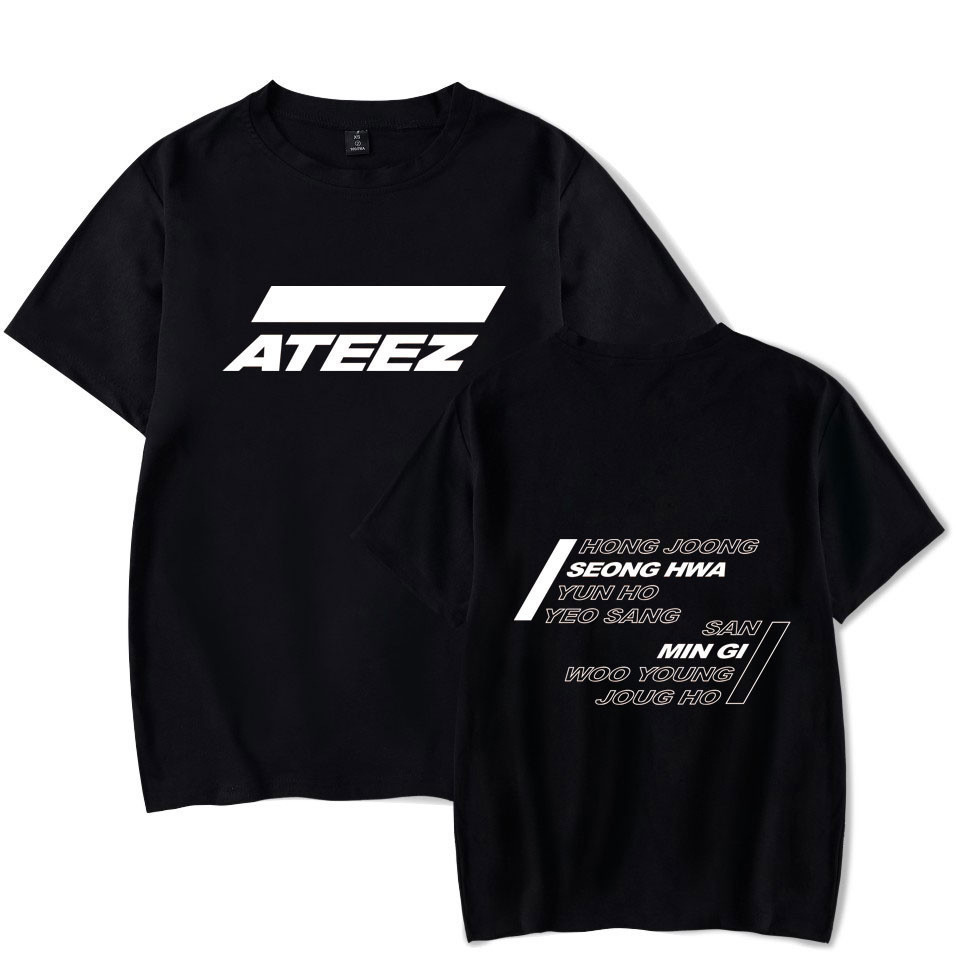 T-Shirtเสื้อยืด ATEEZ ทีมผู้ชายและผู้หญิงคู่ผ้าฝ้ายฮิปฮอปเสื้อยืดแขนสั้นพลัสขนาด S 5XL S-5XL