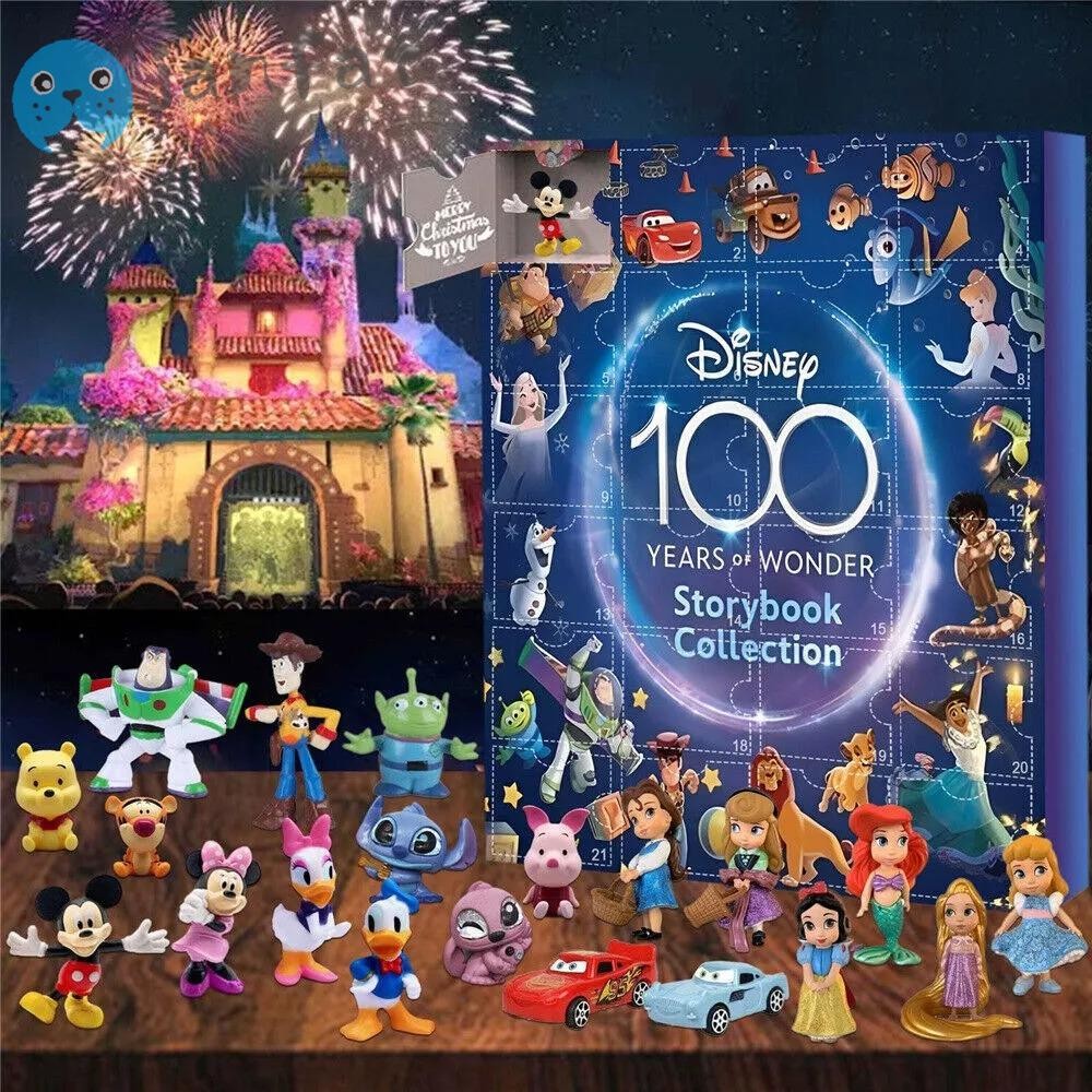 Janfat 24 วันกล่องของเล่น,Stitch Disney Christmas Advent ปฏิทิน,การ์ตูนMickey Countdownของขวัญกล่องฮาโลวีนกล่องเด็กของขวัญ