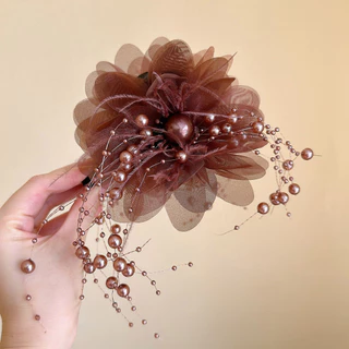 ใหม่ All-Match คลิปลูกปัด Peony ดอกไม้ Feather กิ๊บติดผม Shark Clip