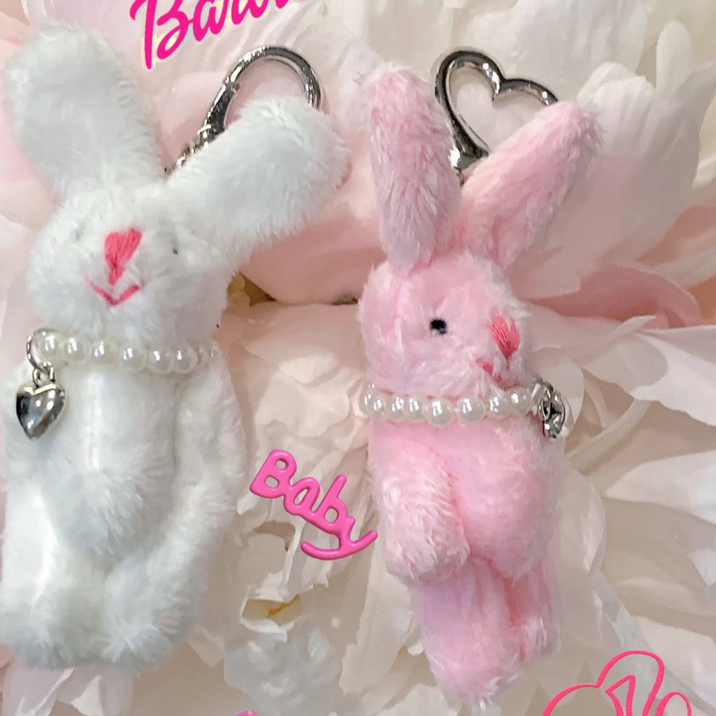 Cute Rabbit Dolls Keychain Bunny Heart Key Chain Korean INS Punk Bag Decoration Y2K Fashion Jewelry Pendant Accessories Gift ราคา ถูกที่สุด ดีลบีเคเค แกลเลอรีภาพที่ 4