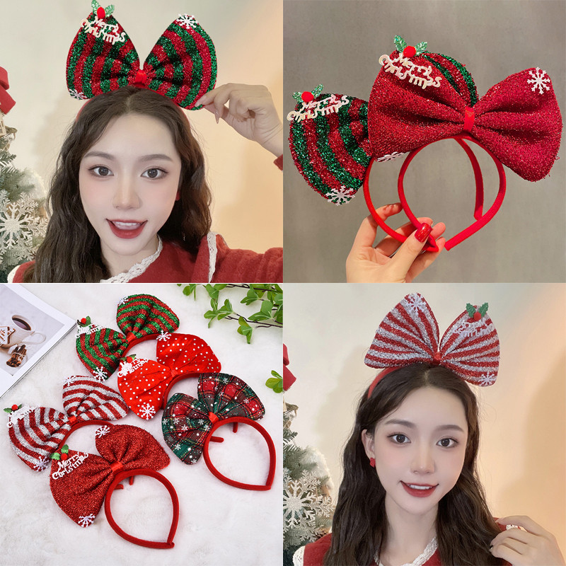 คอสเพลย์คริสต์มาสการ์ตูน Elk Snowflake Bow Hairband วันเกิด Party Headwear ของขวัญคริสต์มาส