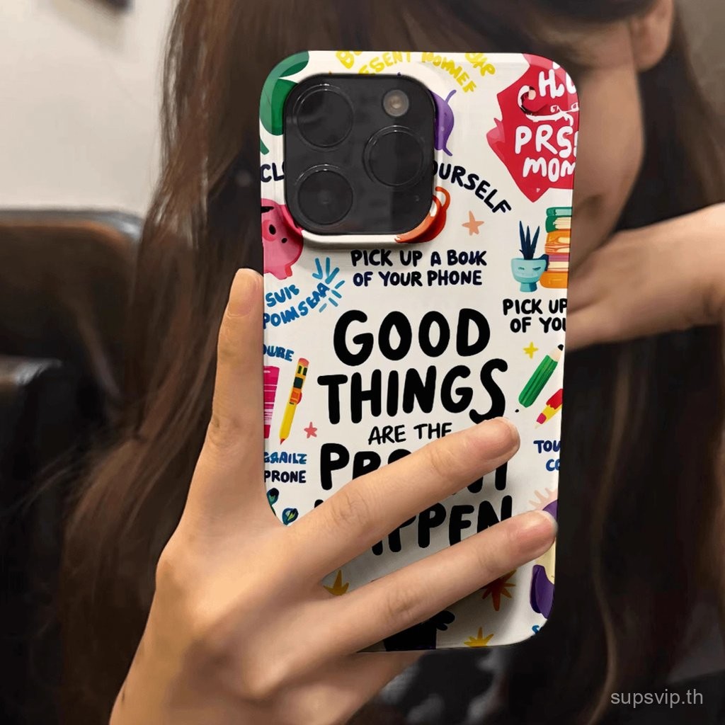 เคสโทรศัพท์มือถือเคสแข็งโดปามีนทุกวันคำขวัญภาษาอังกฤษสำหรับ iPhone 15PROMAX 16PROMAX XR XS 16 15 14 13 12 11 PRO MAX XS XR 8PLUS 7plus เคสป้องกันการตกหล่น