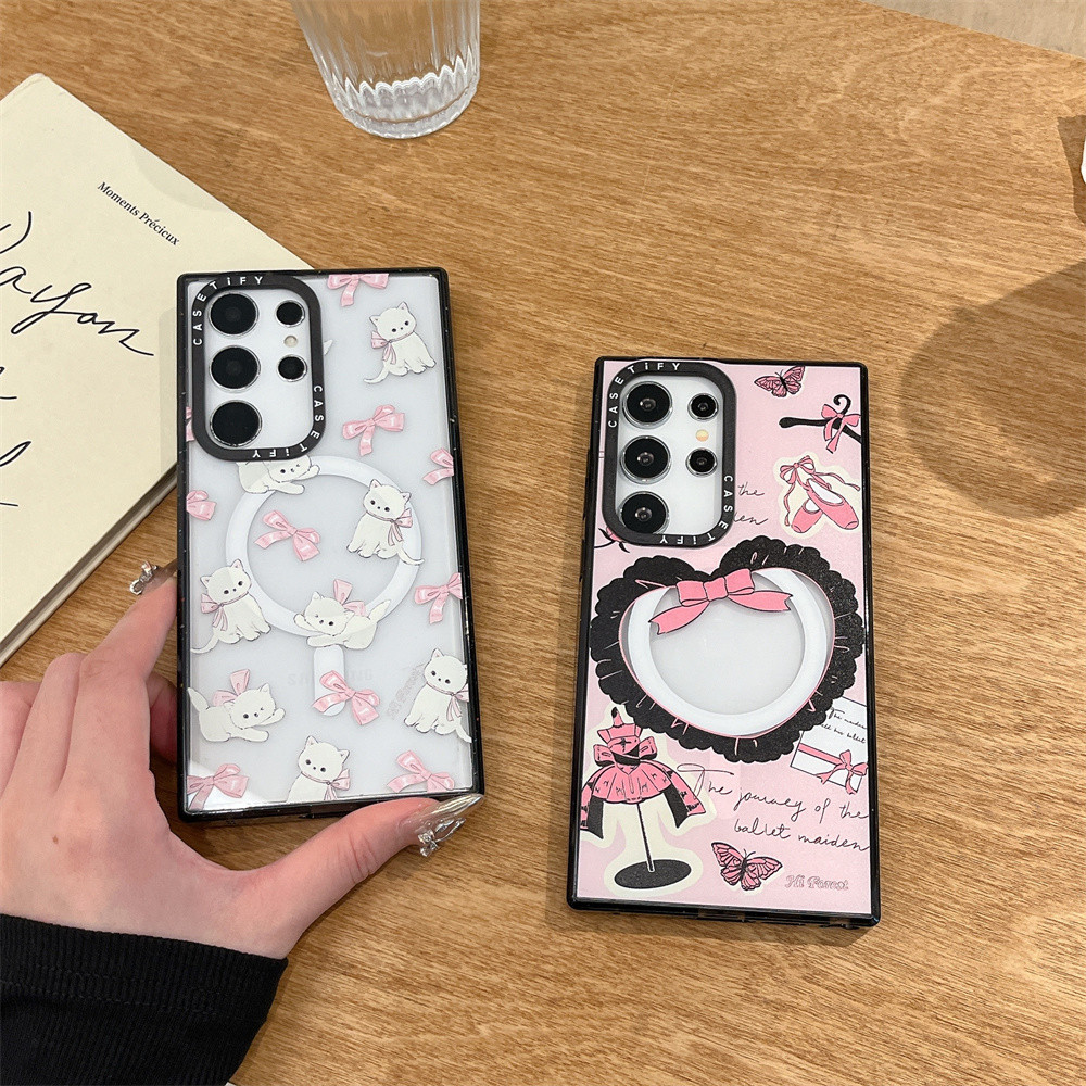 Casetifg Forest Morning News กันกระแทกแม่เหล็กเคสโทรศัพท์พร้อมกล่องสําหรับ Samsung Galaxy S24 S23 S2