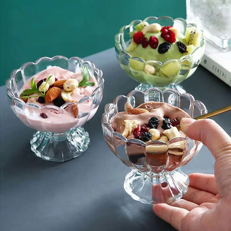 3/6PCS Dessert Glass Cup Ice Cream Glass Pudding Cup Dessert Cups Perfect For Ice Cream Fruits Juice