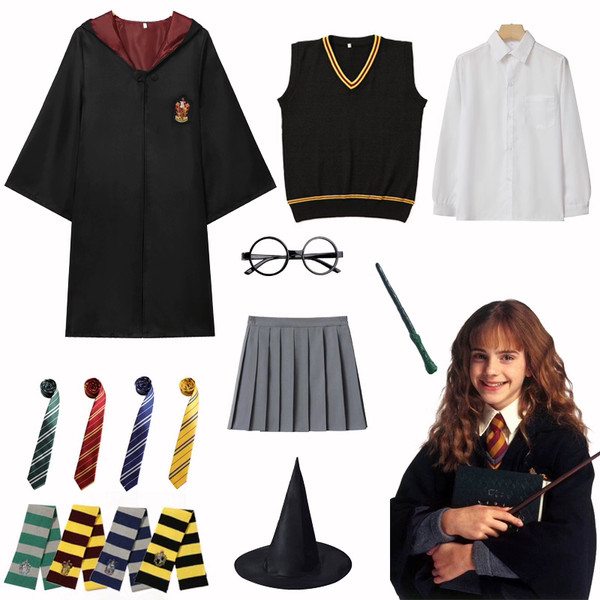 halloween costume เสื้อคลุมวิเศษของเฮอร์ไมโอนี่สำหรับเด็กชุดพอตเตอร์คอสของแฮร์รี่