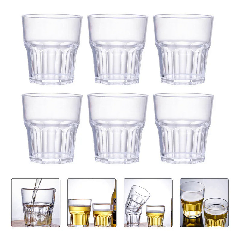 Set of 6 Acrylic Whiskey Cups Unbreakable Spirits Glasses for Wine Beer and Cocktails Durable and St