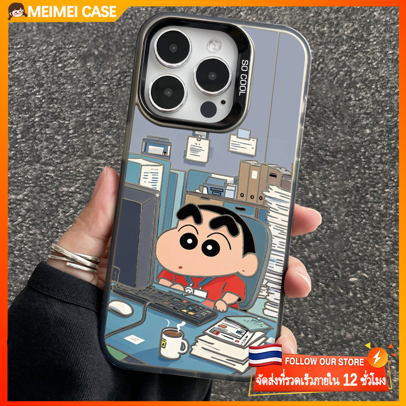 COD ใช้ได้ iphone 11 13 12 14 15 Pro MAX 8 7 Plus X XR XSMAX SE เคสโทรศัพท์การ์ตูนน่ารัก Crayon Shin-chan เพื่อทำงาน