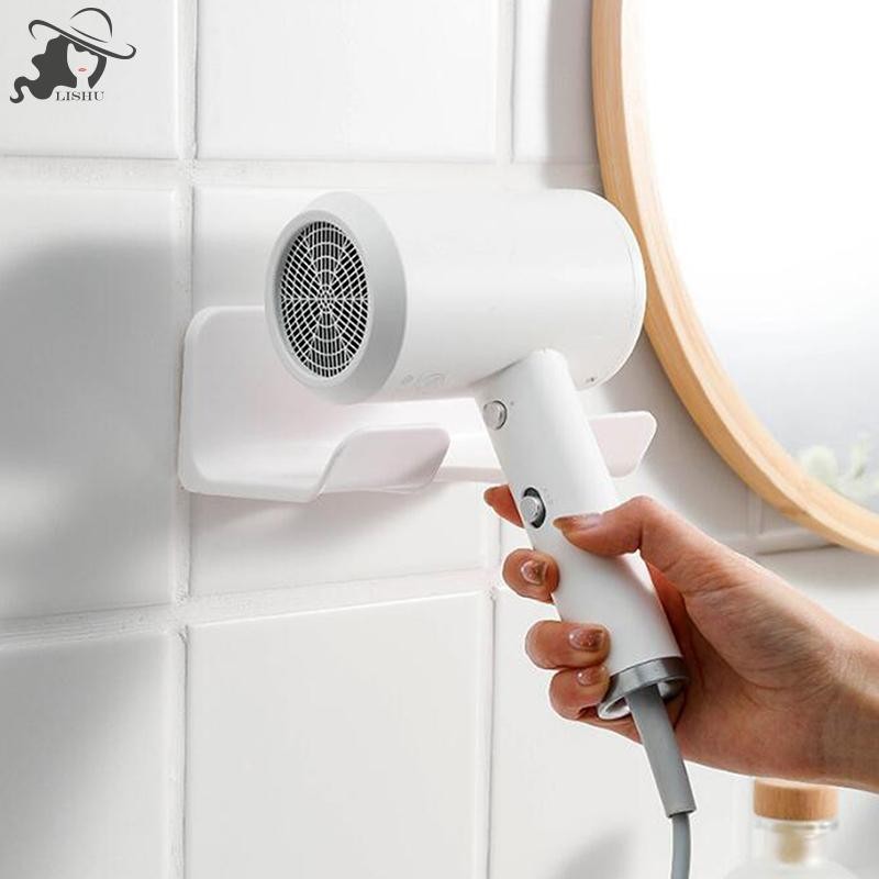 Lishu ห้องน้ําติดผนังเครื่องเป่าผมผู้ถือ Shower Storage Rack Self-กาวพลาสติกในครัวเรือน Washroom Organization ชั้นวาง th