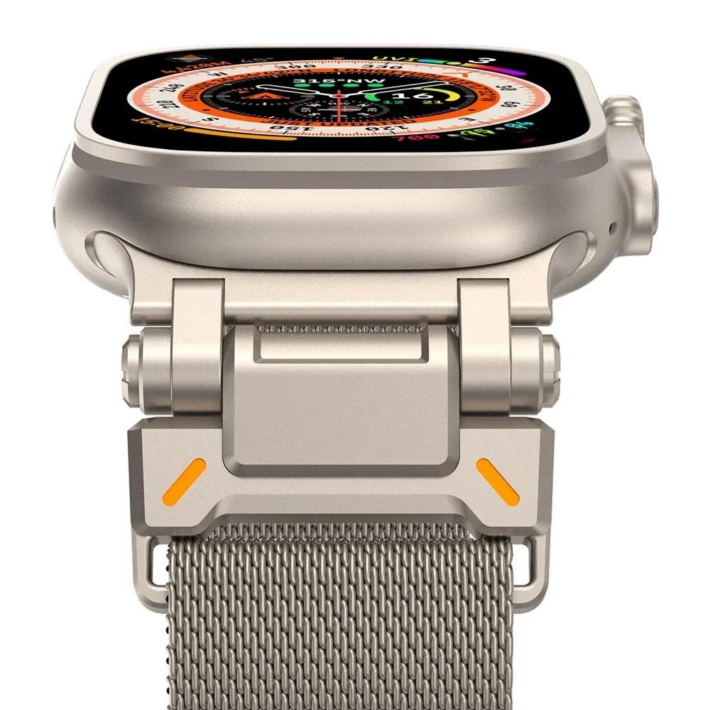 Magnetic Milanese Band สําหรับ iwatch Ultra 2 49 มม.Series 10 9 8 7 6 5 4 se สแตนเลสสตีลสําหรับ iwatch 45 มม.44 46 มม.