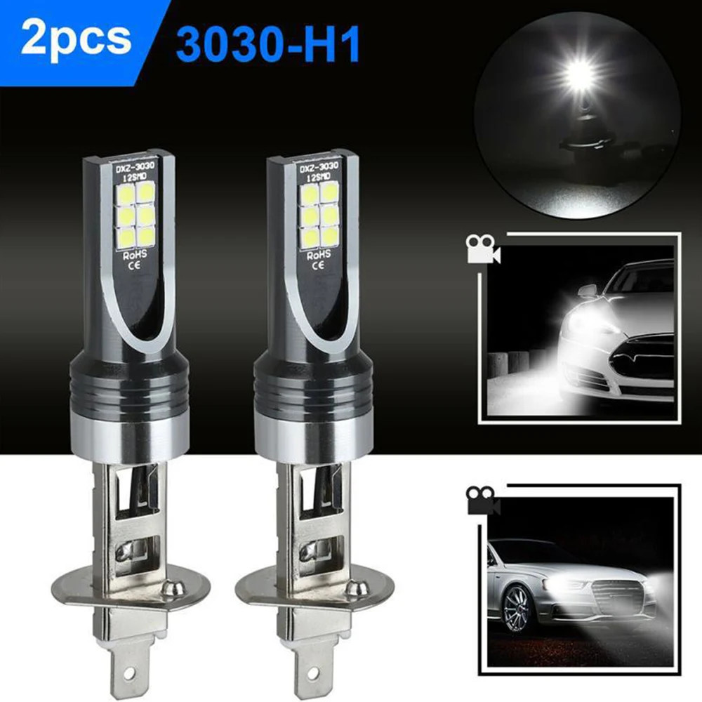 2pcs H1 H4 H7 LED ไฟหน้ากันน้ําหมอก 6000LM หลอดไฟอัตโนมัติ 12V 24V ไฟหน้ารถสีเหลืองสีขาวน้ําแข็งสีฟ้าสําหรับรถบรรทุก ATV