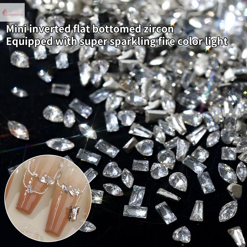 Cod 50 ชิ้น/เซ็ต Mini ด้านล่างแบนเล็บ Rhinestones Glitter เงินคริสตัลตกแต่งเล็บ DIY วัสดุเล็บ Charm อุปกรณ์เสริมใหม่