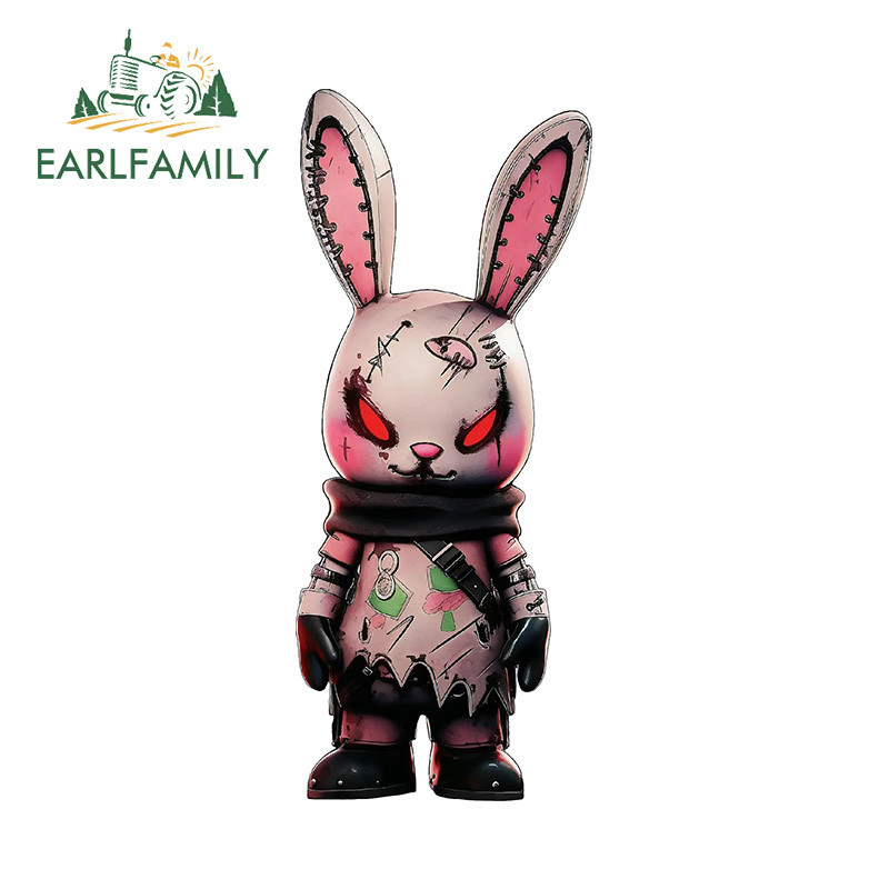 Earlfamily 13 ซม.ฮาโลวีนกระต่ายรถสติกเกอร์ Occlusion Scratch กันน้ํา JDM ไวนิล Decal เหมาะสําหรับกระจกมองหลังกันชนรถจักรยานยนต์ Trunk
