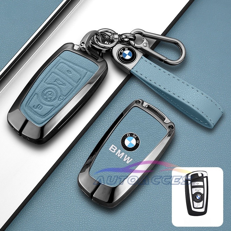 ปกป้องกุญแจรถสำหรับ BMW 1 3 5 7 Series X3 X4 X5 F10 F25 X1 F20 F30 F18 F16 E34โลหะผสมสังกะสี Key Case หนัง Key FOB Shell, ดำ/เทา/น้ำตาล/น้ำเงิน