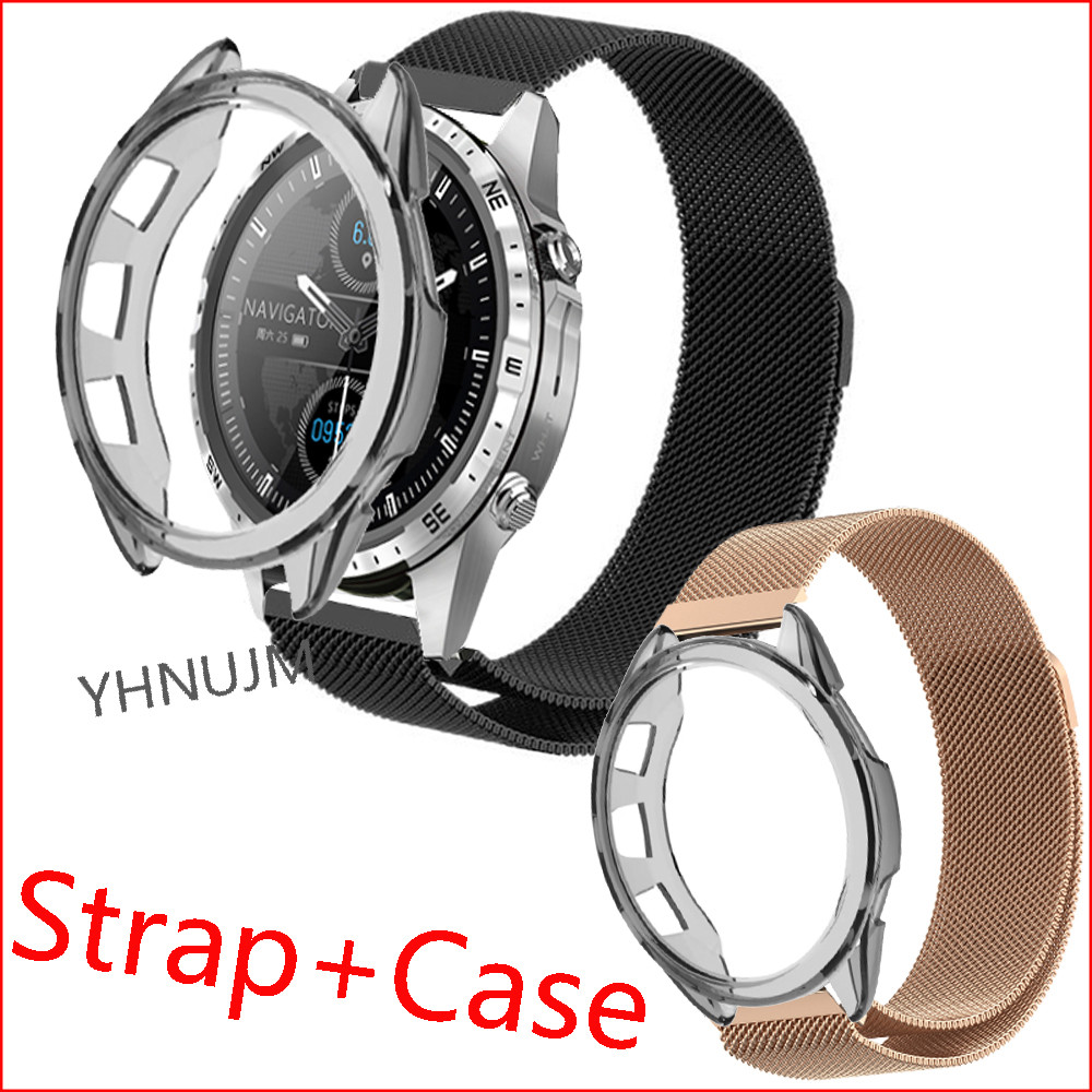 เคส Aolon GT5 Pro สมาร์ทวอท์ชฝาครอบกันชนอุปกรณ์เสริมสําหรับ Aolon GT5 Pro Smartwatch band สายสแตนเลสสร้อยข้อมือโลหะสายรัดข้อมือ