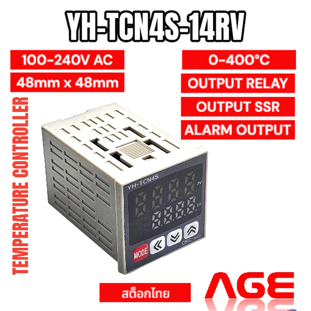 YH-TCN4S-14RV, เครื่องควบคุมอุณหภูมิ,Digital Temperature Controller ,100-240VAC,0-400C, 48mm x 48mm,