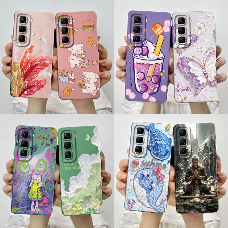 สําหรับ Infinix Hot 50 4G กรณี Hot50 X6882 ซิลิโคนนุ่ม TPU หวานทาสีเคสโทรศัพท์การ์ตูนพิมพ์กันกระแทกป้องกันปกหลัง