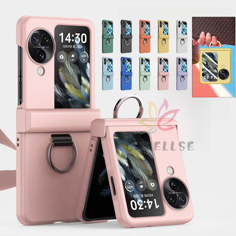 Slim Candy สีผู้ถือแหวนปลอก OPPO Find N3/N2 Flip Full บานพับ Matte Case กันกระแทก Smooth Hard PC ฝาห