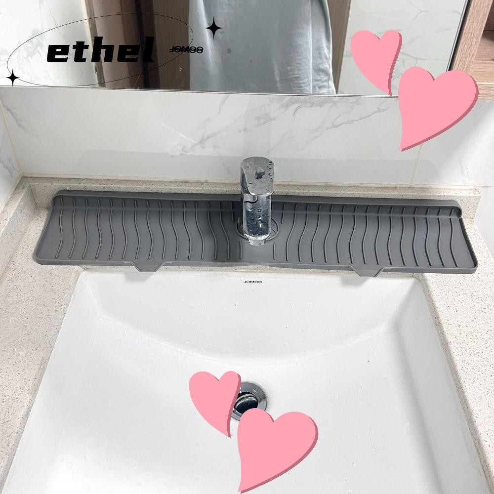 ETHEL Faucet Splash Mat, พื้นผิวกันลื่นทําความสะอาดง่าย Sink Water Catcher Mat, Soft Multiple Size Silicone Drain Drying Protector Kitchen Use