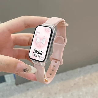 สายรัดซิลิโคนกรณีพีซีสำหรับ for Mi Band 9 Active/Redmi Band 3 ป้องกัน Gores ปกป้องหน้าจอโปร่งใสอุปกรณ์เสริมยางอ่อน