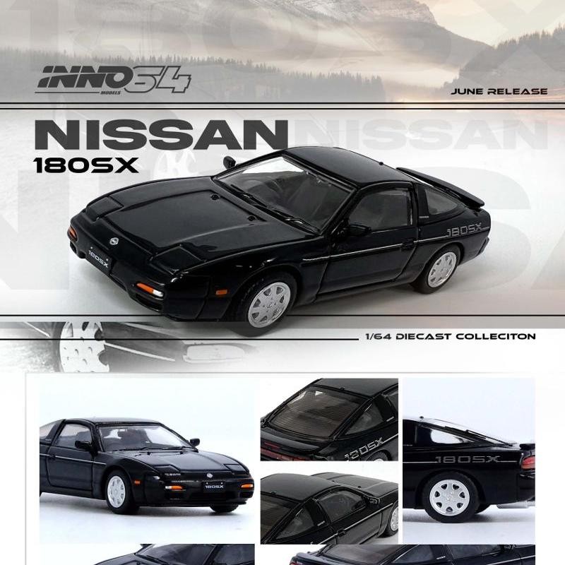 INNO 1: 64 Nissan 180 SX Nissan 180SX 1989 โมเดลรถโลหะผสมสีดํา