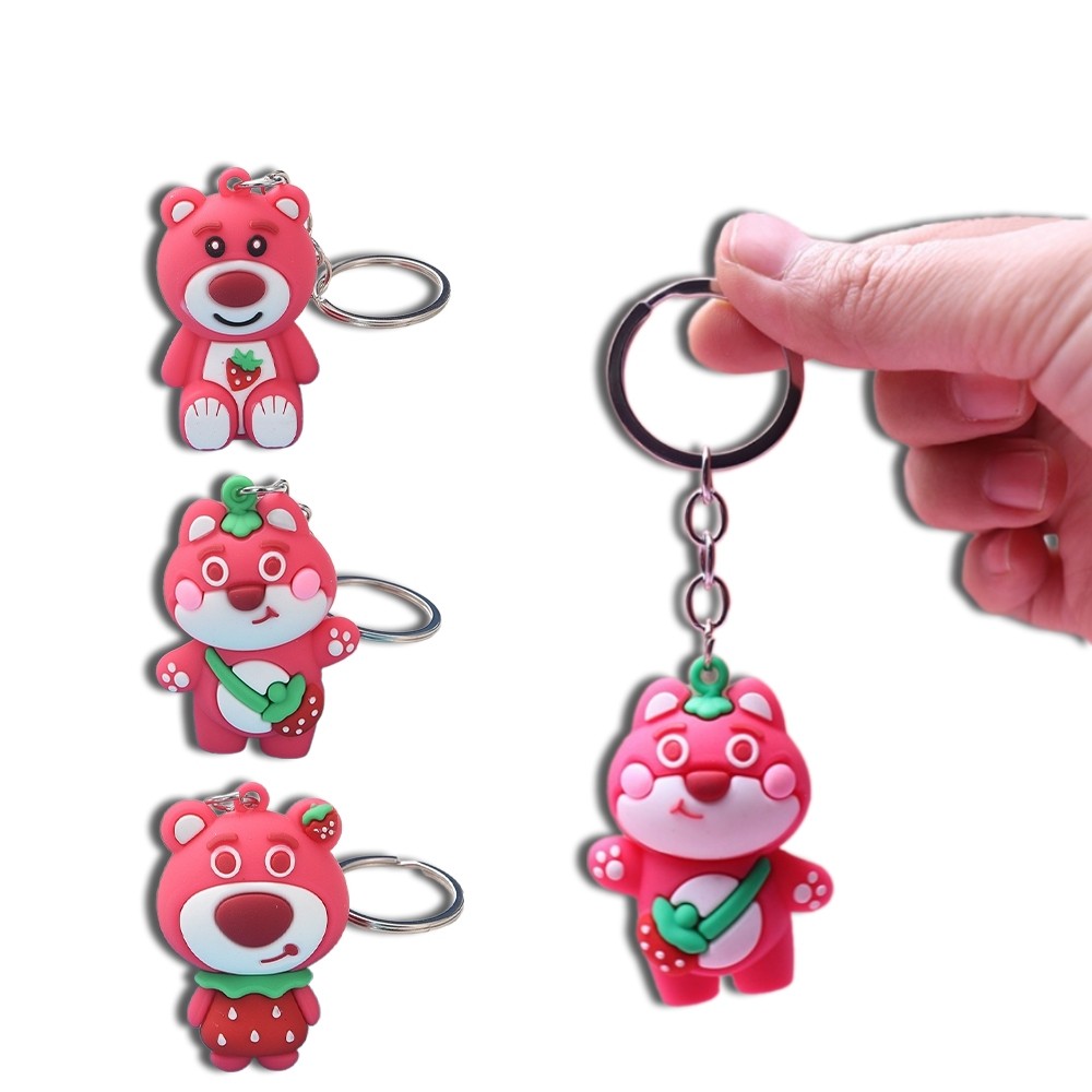 GANTUNGAN MAOLILI - LOTSO PINK BEAR CHARACTER KEYCHAIN H640 CUTE RUBBER BEAR CHILDRENS KEYCHAIN