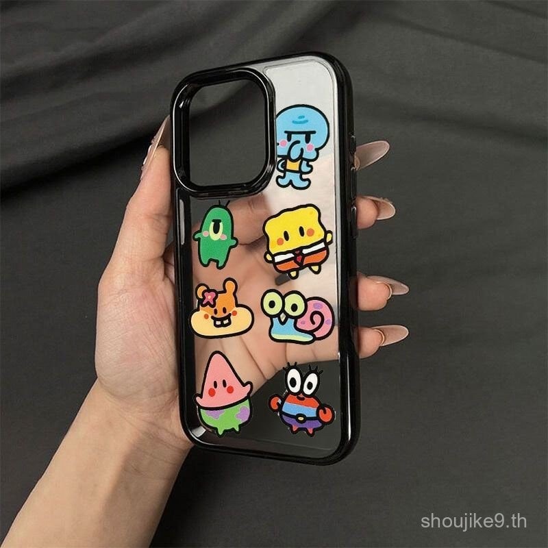 รุ่น Q SpongeBob SquarePants กรอบสีดําอะคริลิคเหมาะสําหรับเคสโทรศัพท์ iPhone เหมาะสําหรับ iPhone 16 