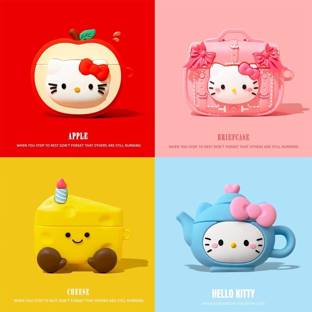 เคส AirPods ของ Apple Kitty + จี้สําหรับ AirPods Pro/Pro2 AirPods 4/3/2/1 ปลอกหูฟังซิลิโคน